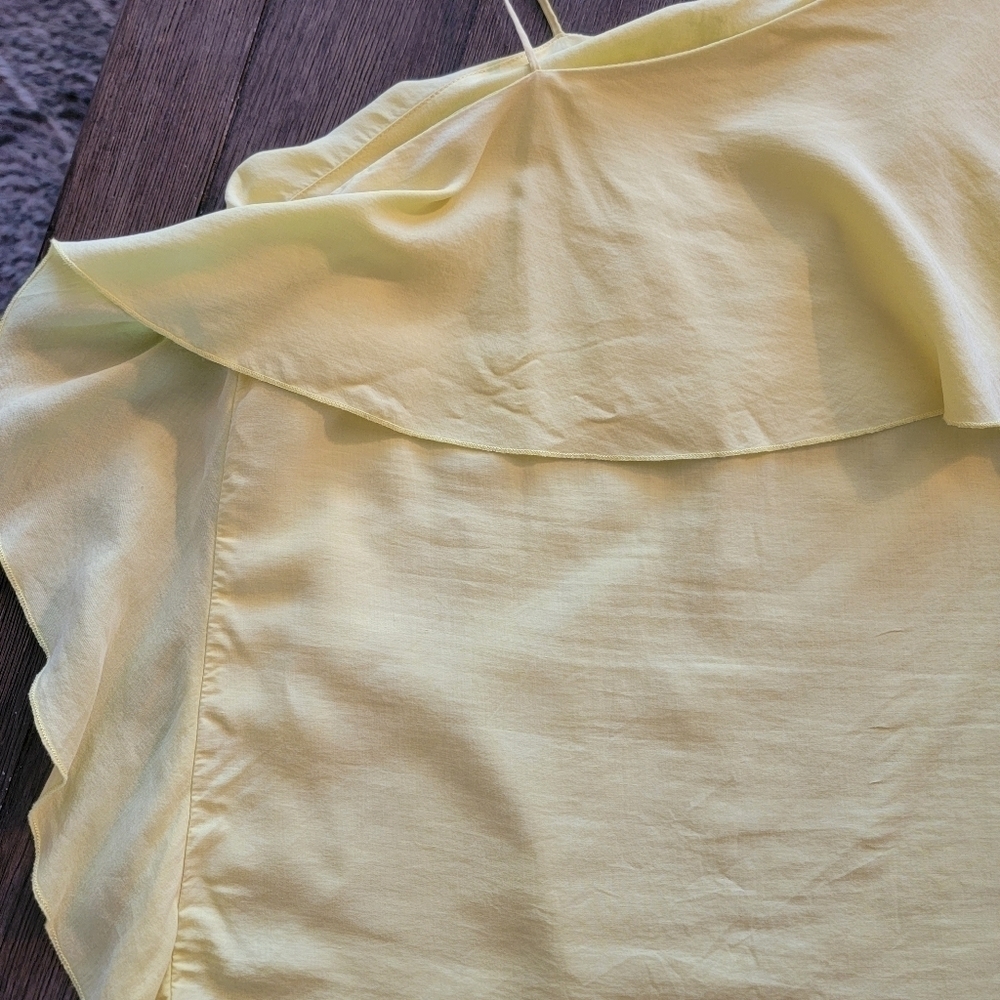 Zara Yellow One-Shoulder Ruffle Shell Top - Picture 6 of 11